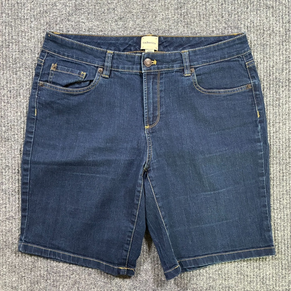 G.H Bass & Co‎ Womens Jean Shorts Size 10 Blue Denim Cotton Stretch Mid Rise